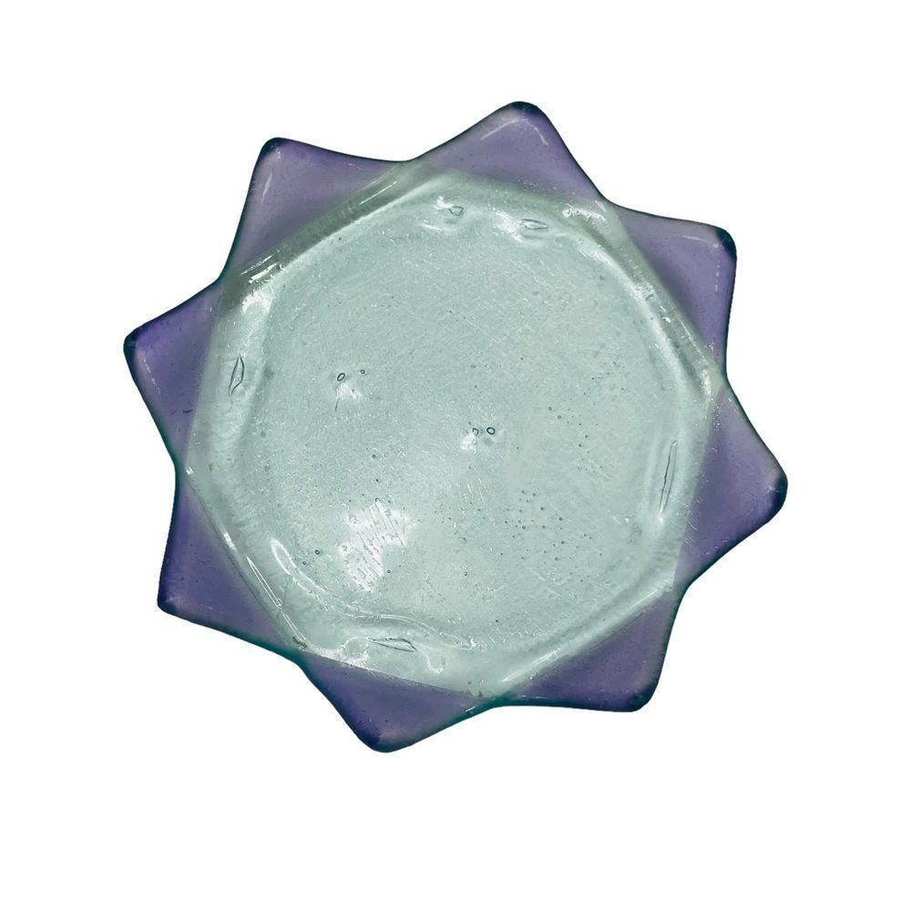 10/$25🦋 Set of 3 Stackable Purple & Blue Lotus Glass Trinket Trays - Picture 7 of 15
